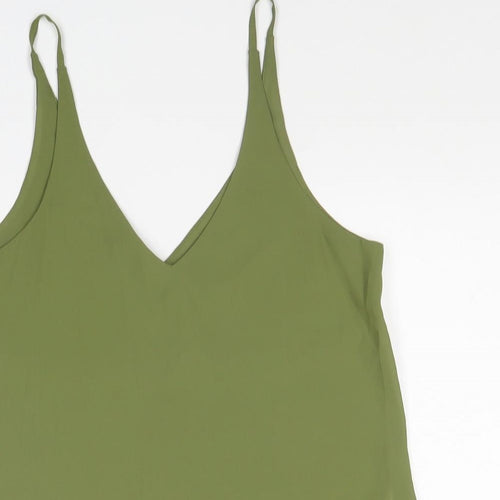 Topshop Womens Green Polyester Camisole Tank Size 8 V-Neck