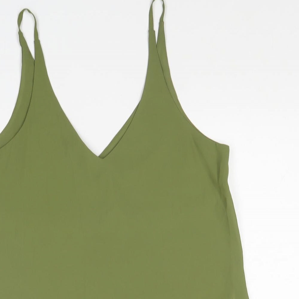 Topshop Womens Green Polyester Camisole Tank Size 8 V-Neck