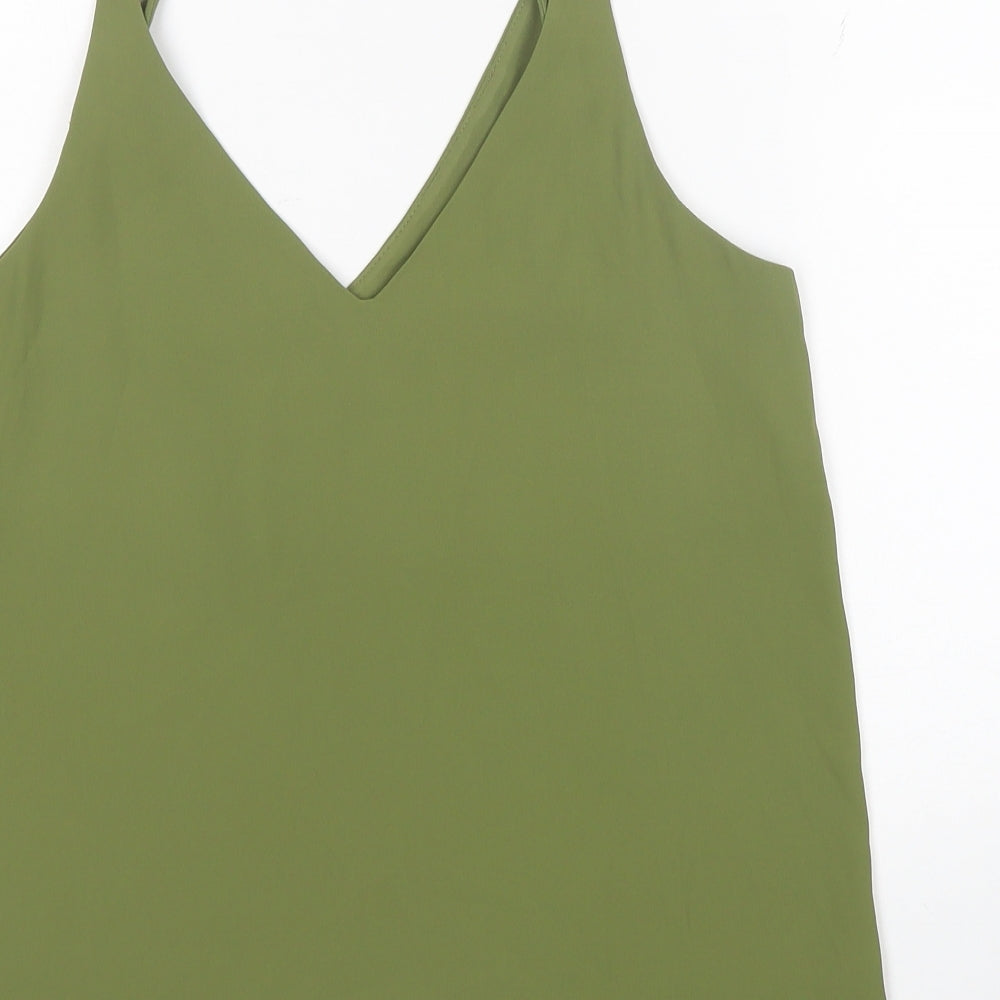 Topshop Womens Green Polyester Camisole Tank Size 8 V-Neck