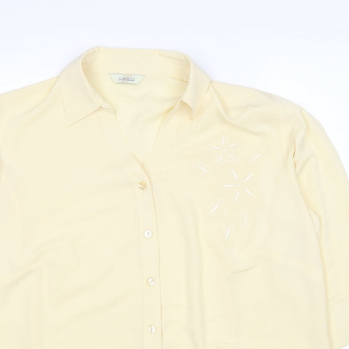 Classic Womens Beige Polyester Basic Button-Up Size 20 Collared