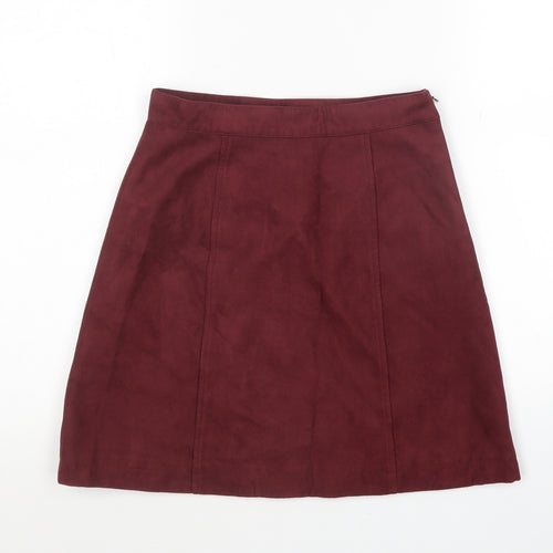 Eifni Womens Red Polyester A-Line Skirt Size S Zip