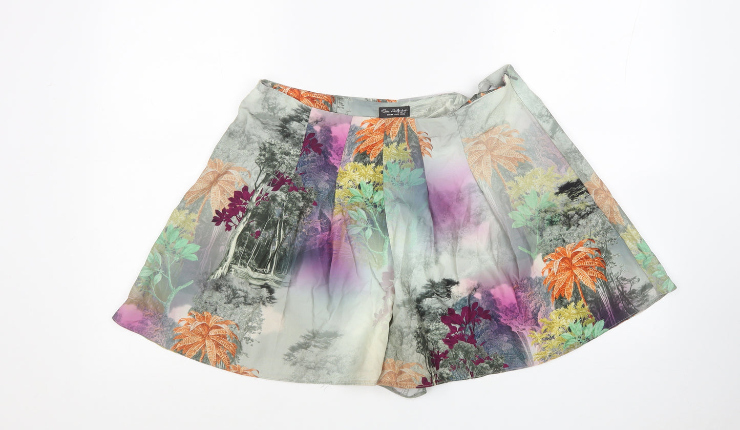 Miss Selfridge Womens Multicoloured Floral Polyester Hot Pants Shorts Size 16 L16 in Regular Zip