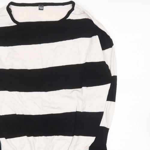 Pimkie Womens Black Striped Viscose Tunic Blouse Size S Round Neck