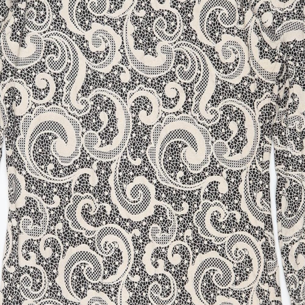 Voulez-Vous Womens Beige Paisley Polyester A-Line Size XL Round Neck Pullover