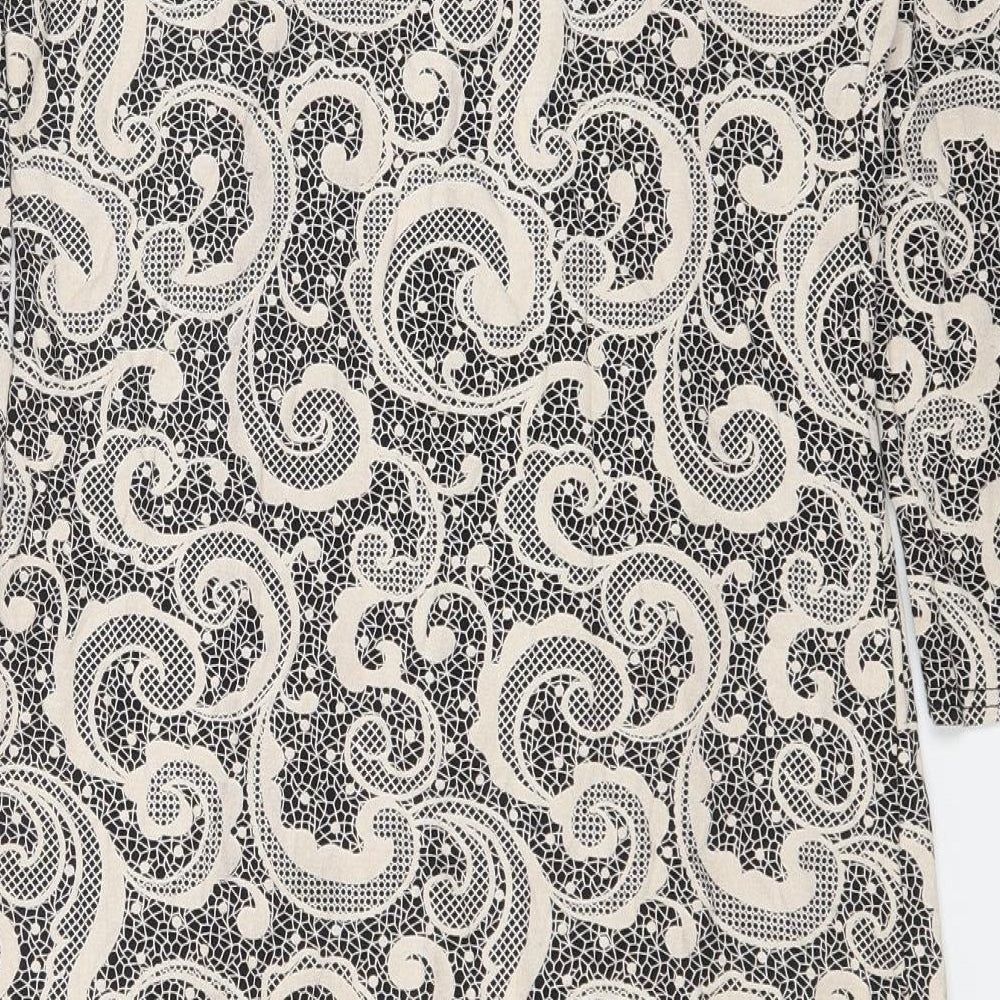 Voulez-Vous Womens Beige Paisley Polyester A-Line Size XL Round Neck Pullover