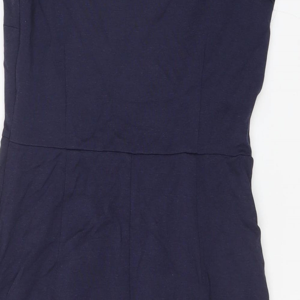 Boden Womens Blue Modal A-Line Size 12 Round Neck Zip