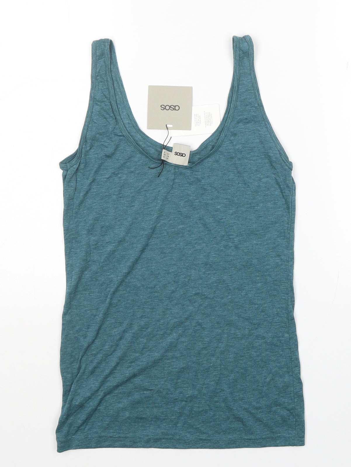 ASOS Womens Blue Polyester Basic Tank Size 12 Round Neck