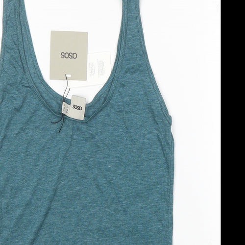 ASOS Womens Blue Polyester Basic Tank Size 12 Round Neck