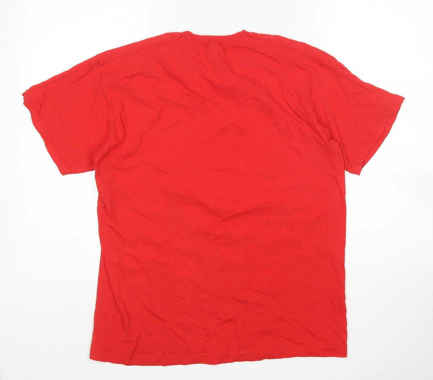 Fruit of the Loom Mens Red Cotton T-Shirt Size M Round Neck - Christmas Santa