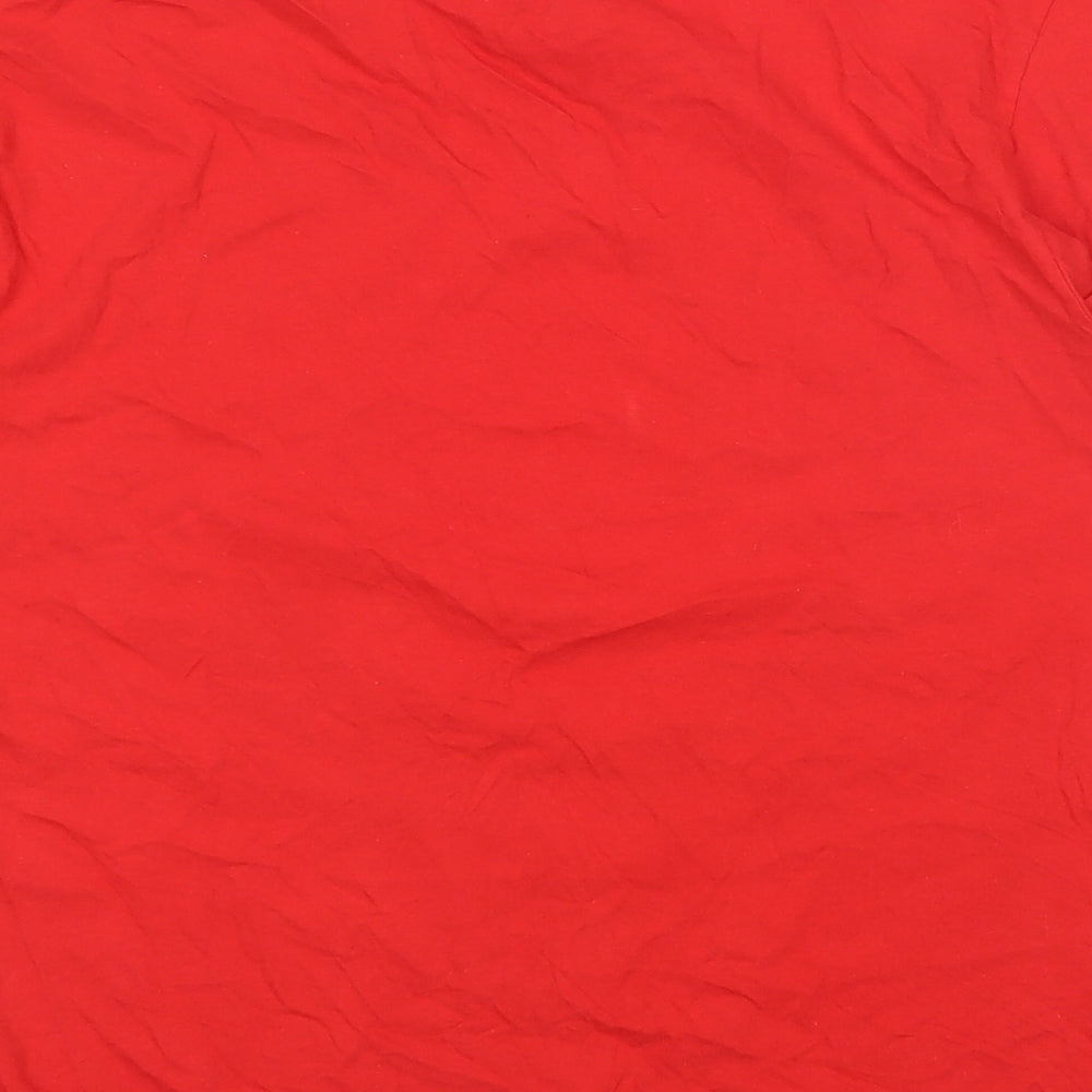 Fruit of the Loom Mens Red Cotton T-Shirt Size M Round Neck - Christmas Santa