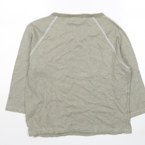 Liz Claiborne Womens Green Round Neck Striped Cotton Pullover Jumper Size L