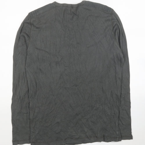 Burton Mens Grey V-Neck Cotton Pullover Jumper Size L