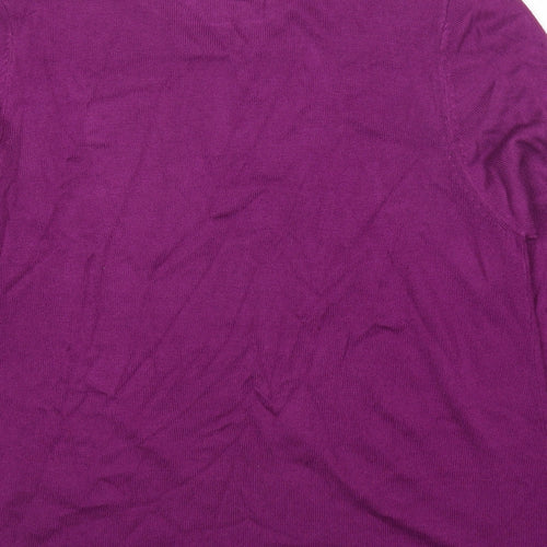 Preworn Womens Purple Round Neck Acrylic Pullover Jumper Size 2XL - Embellished Neckline