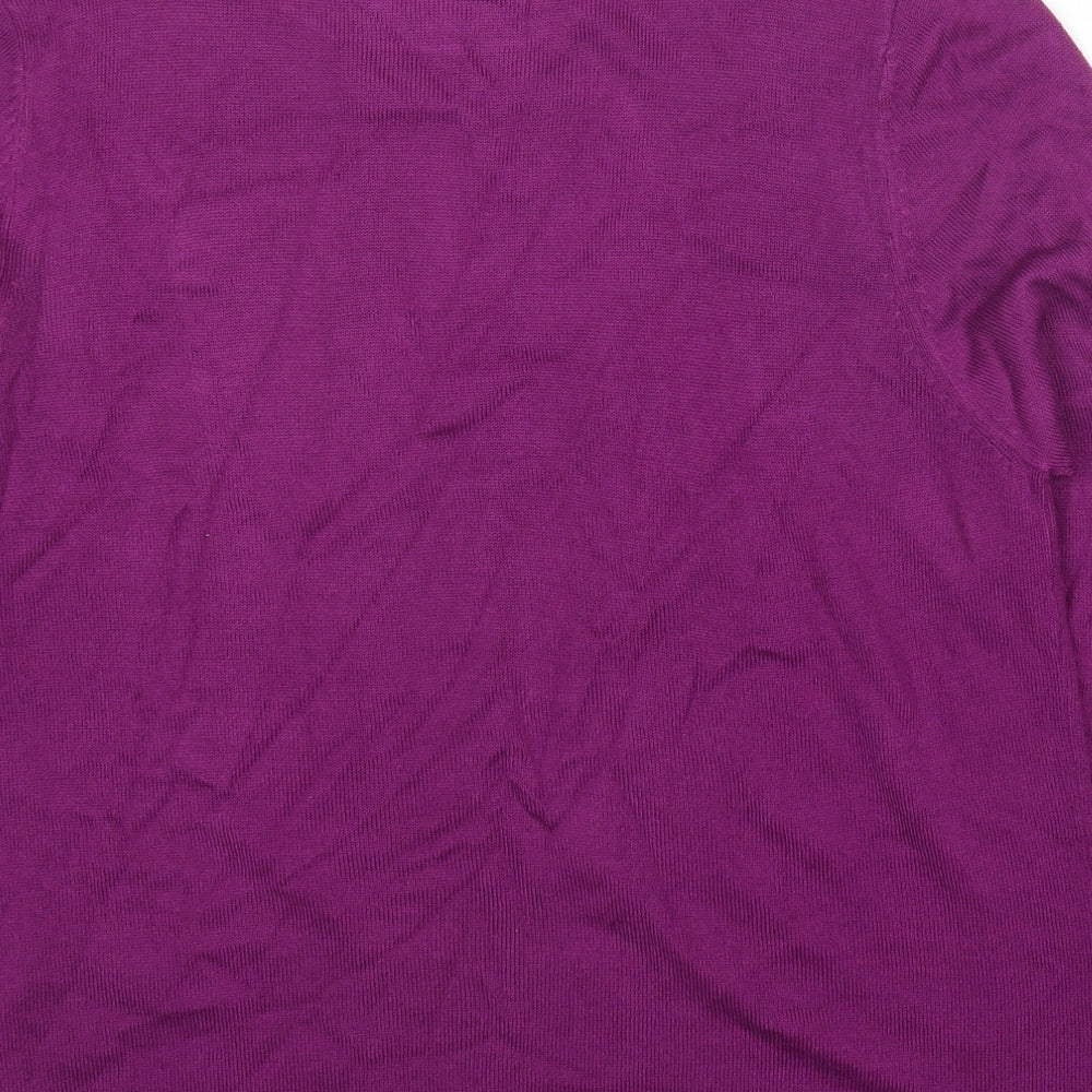 Preworn Womens Purple Round Neck Acrylic Pullover Jumper Size 2XL - Embellished Neckline