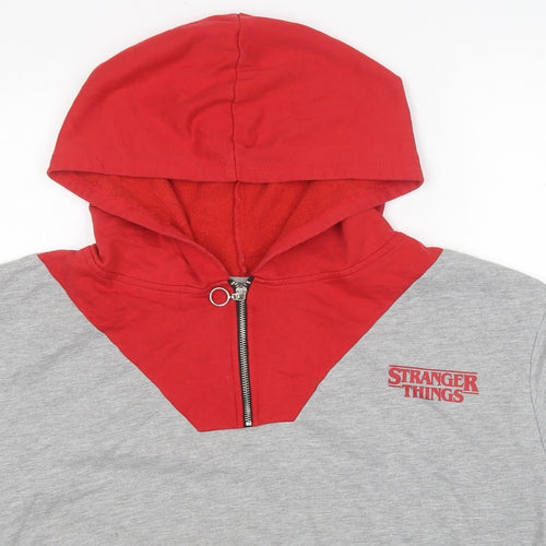 Primark Womens Grey Colourblock Polyester Pullover Hoodie Size 14 Zip - Stranger things