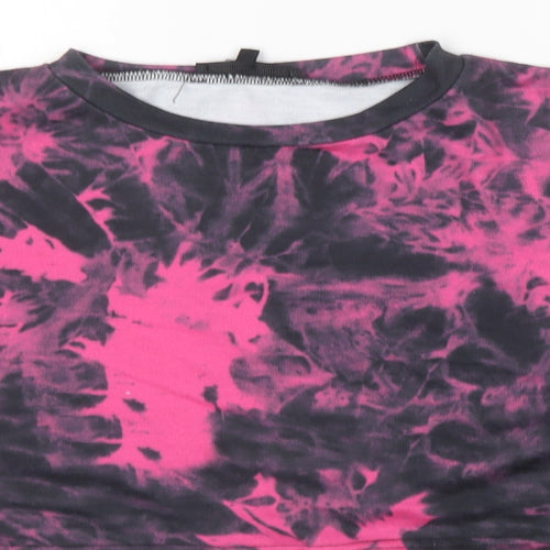 Preworn Womens Pink Polyester Pullover Sweatshirt Size 10 Pullover - Tie dye pattern, Cropped