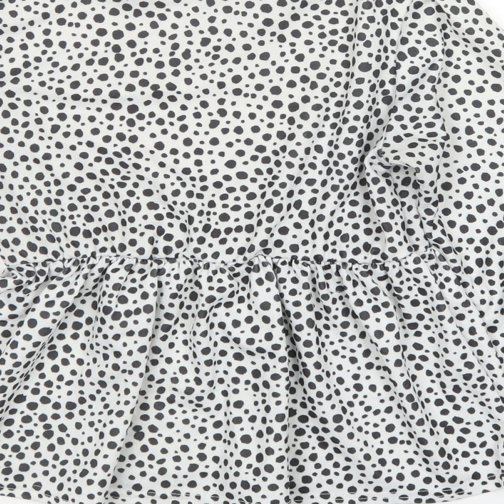 I SAW IT FIRST Womens White Polka Dot Polyester Tunic Blouse Size 8 High Neck