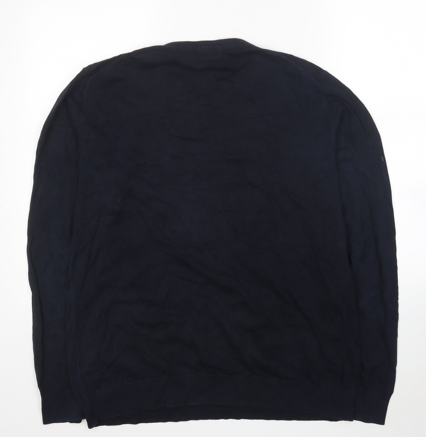 H&M Mens Blue Round Neck Cotton Pullover Jumper Size L