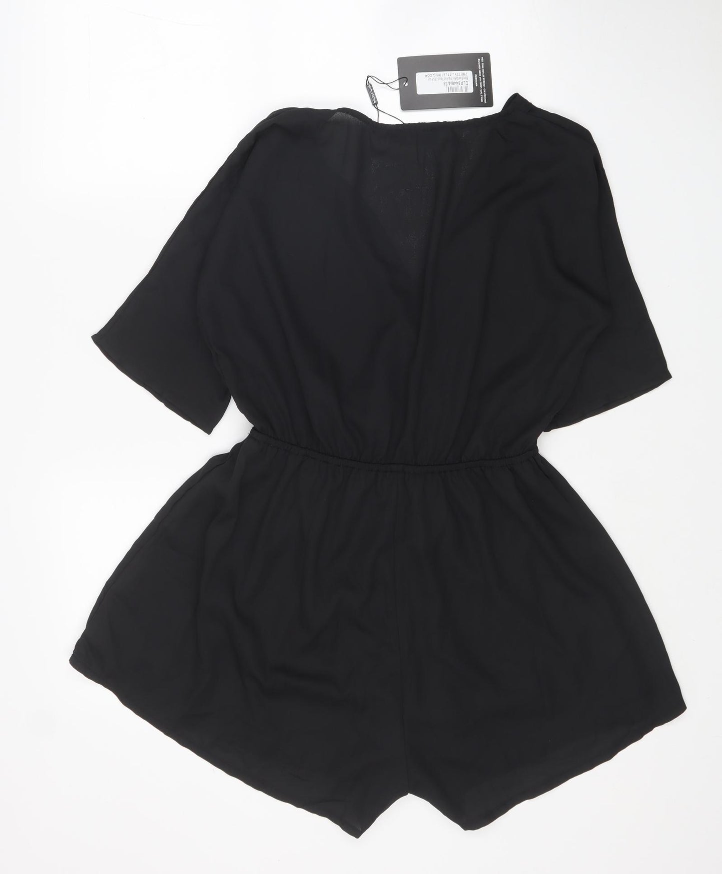 PRETTYLITTLETHING Womens Black Polyester Playsuit One-Piece Size 10 L4 in Pullover