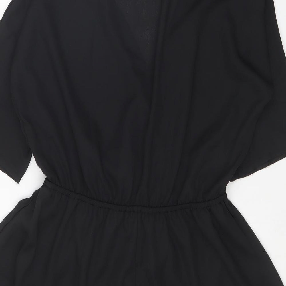 PRETTYLITTLETHING Womens Black Polyester Playsuit One-Piece Size 10 L4 in Pullover