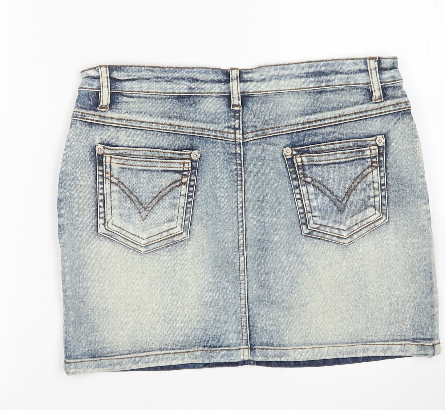 New Look Womens Grey Cotton Mini Skirt Size 12 Button