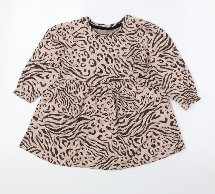 Matalan Brown Animal Print Polyester A-Line Size 18-24 Months Round Neck Pullover - Tiger Print