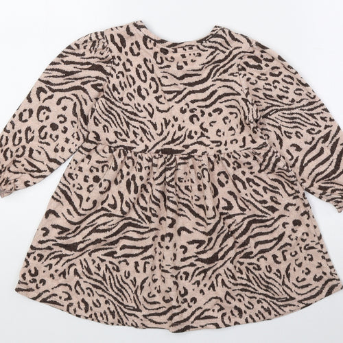 Matalan Brown Animal Print Polyester A-Line Size 18-24 Months Round Neck Pullover - Tiger Print