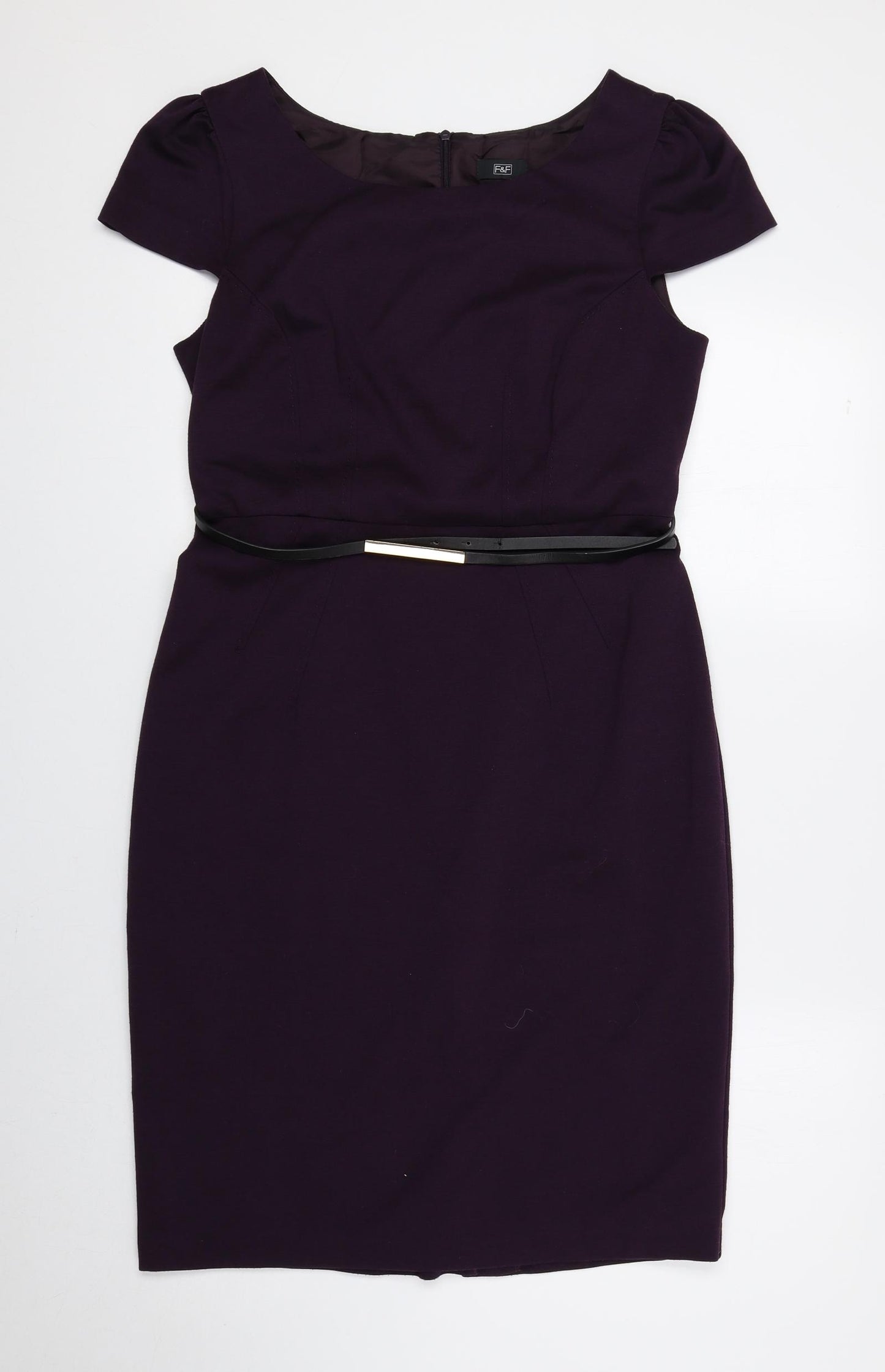 F&F Womens Purple Polyester A-Line Size 12 Round Neck Zip