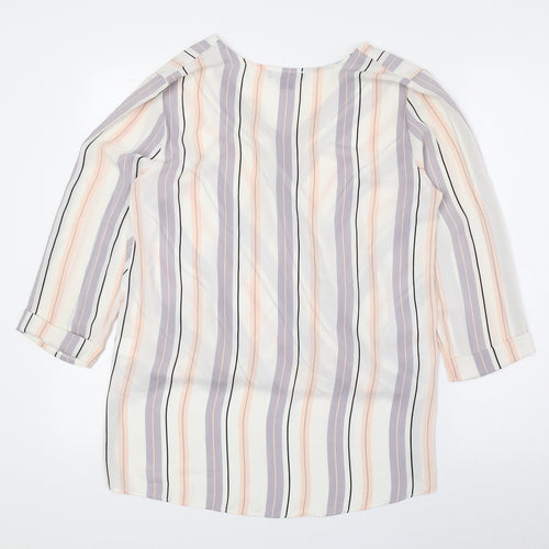 Atmosphere Womens Multicoloured Striped Polyester Basic Blouse Size 10 V-Neck