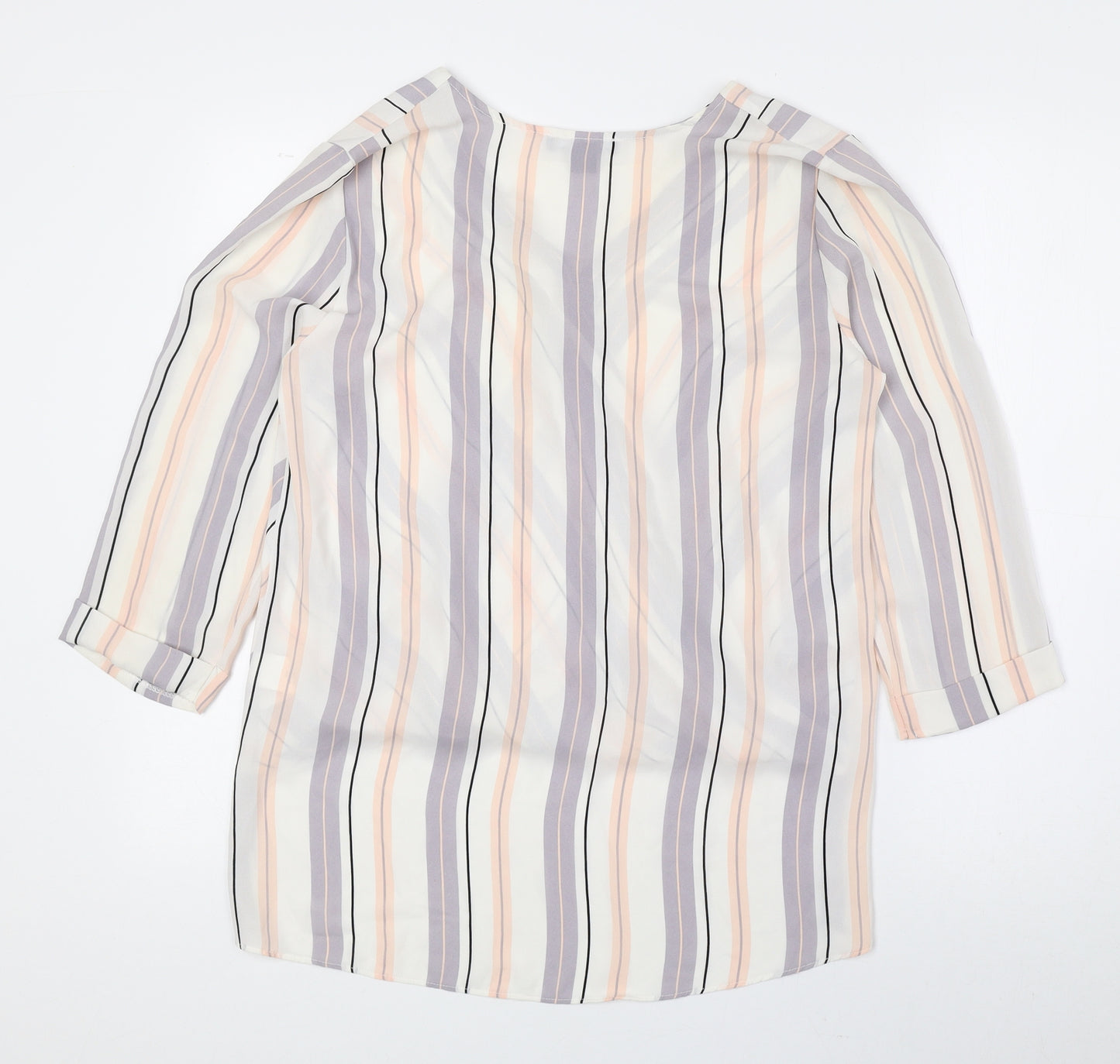 Atmosphere Womens Multicoloured Striped Polyester Basic Blouse Size 10 V-Neck