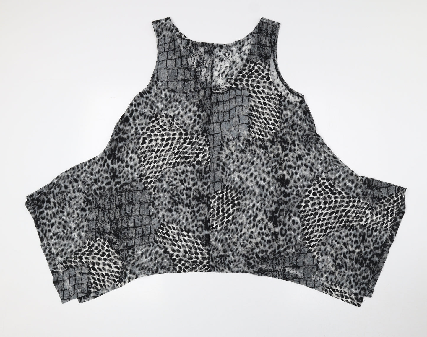 Tina Taylor Womens Black Animal Print Polyester Basic Tank Size XL V-Neck