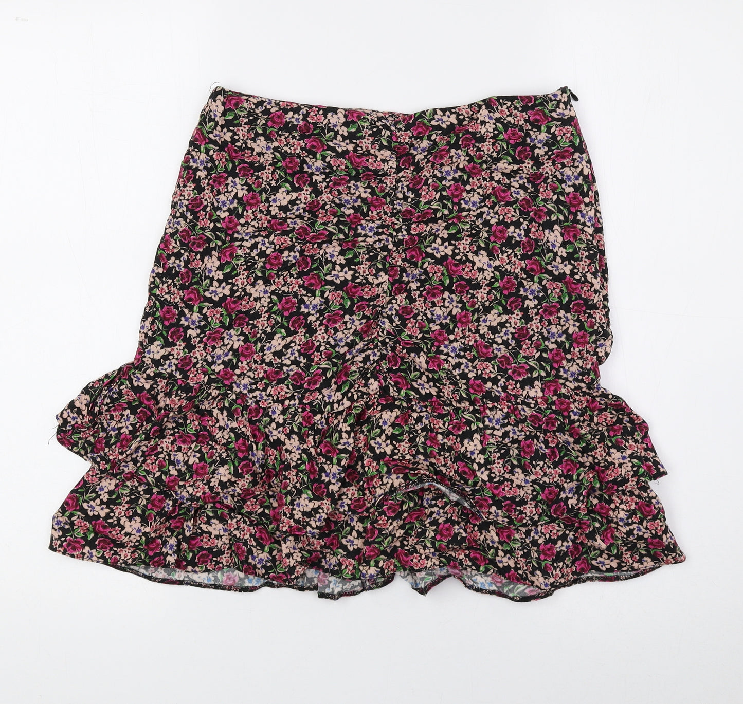 New Look Womens Multicoloured Floral Viscose Mini Skirt Size 8 Zip