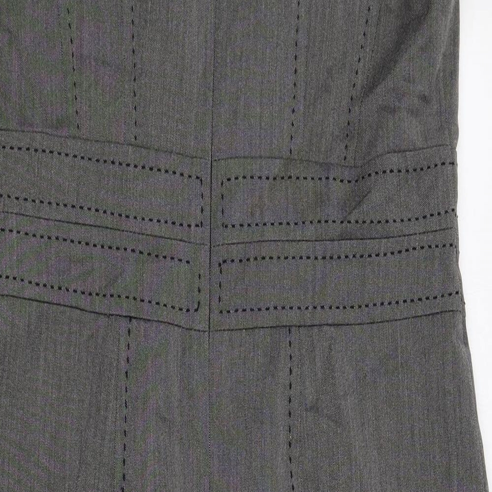 Marks and Spencer Womens Grey Polyester Pencil Dress Size 12 Square Neck Zip - Slit