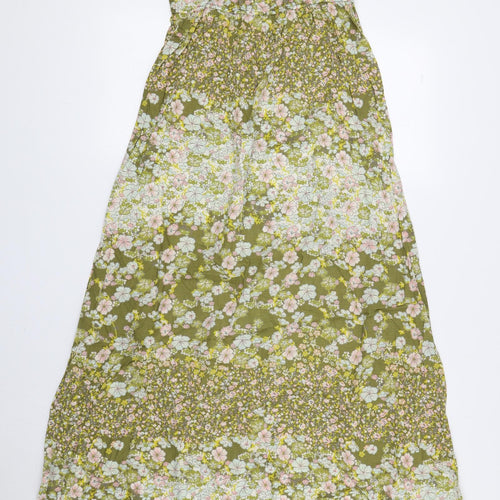 H&M Womens Green Floral 100% Cotton Maxi Size 10 Sweetheart Pullover