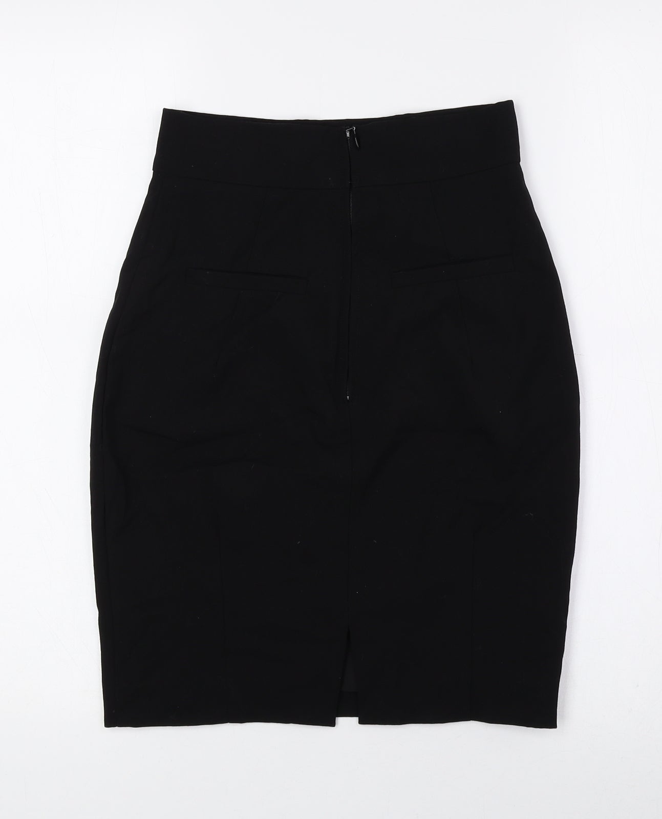 H&M Womens Black Polyester Straight & Pencil Skirt Size 4 Zip