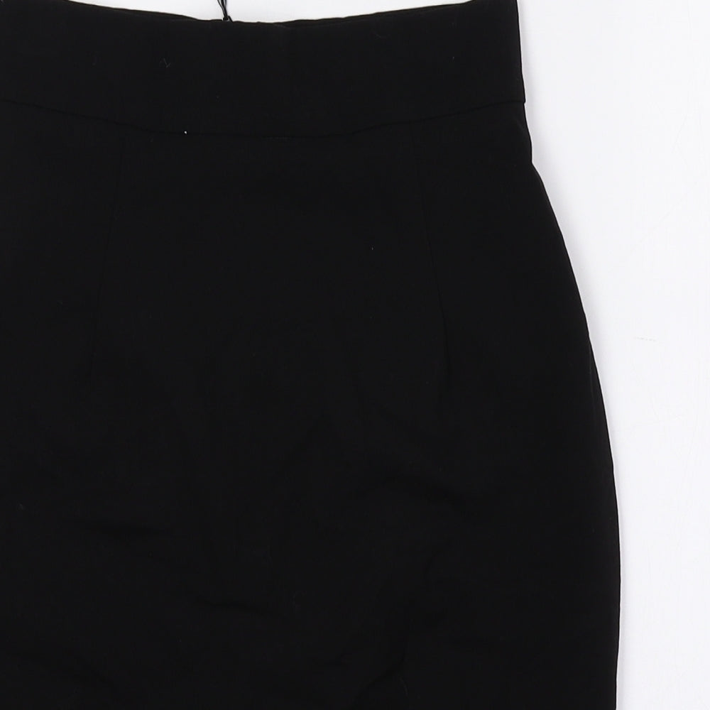 H&M Womens Black Polyester Straight & Pencil Skirt Size 4 Zip