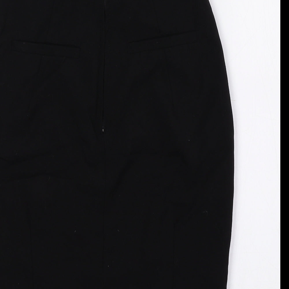H&M Womens Black Polyester Straight & Pencil Skirt Size 4 Zip