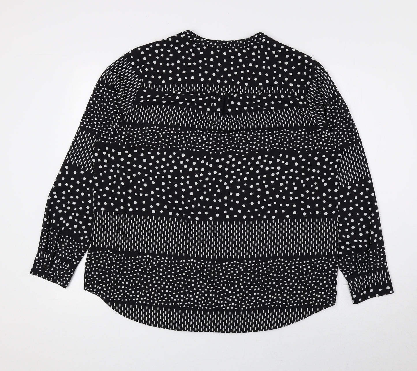 Bonmarché Womens Black Polka Dot Polyester Basic Blouse Size 16 V-Neck