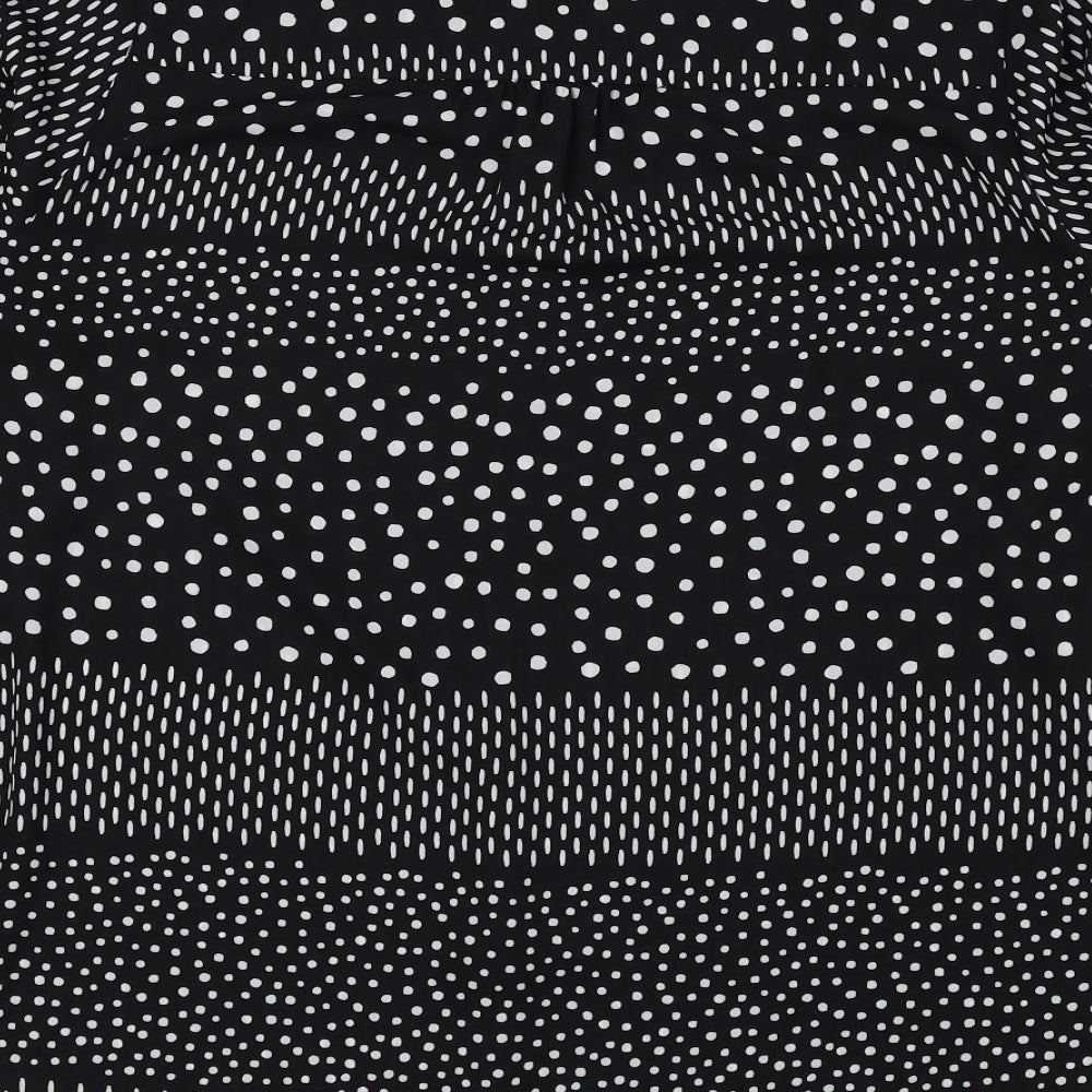 Bonmarché Womens Black Polka Dot Polyester Basic Blouse Size 16 V-Neck