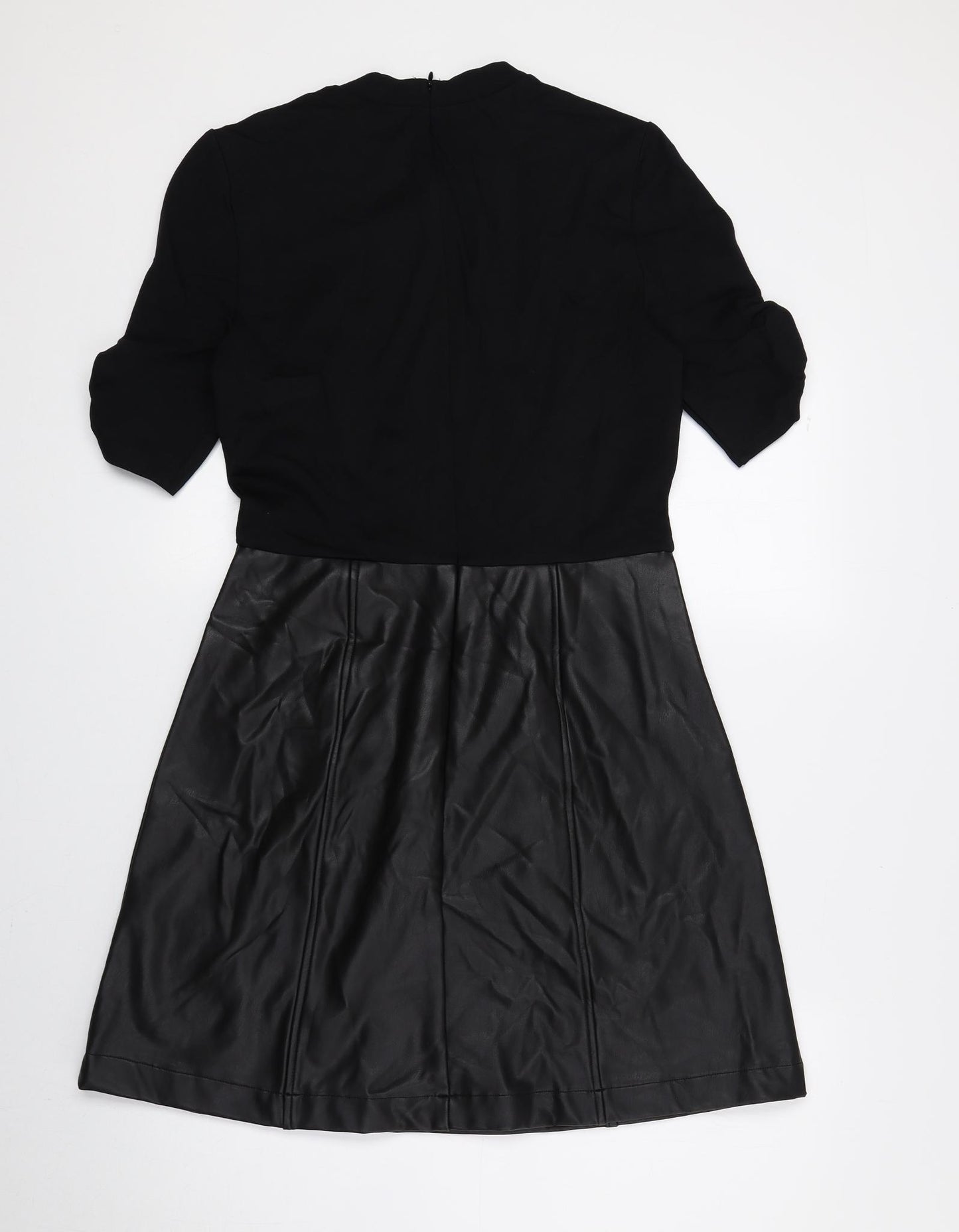 Dorothy Perkins Womens Black Viscose A-Line Size 10 Round Neck Zip