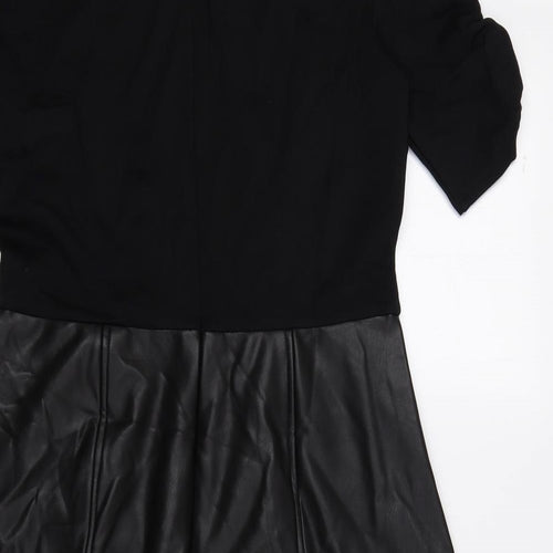 Dorothy Perkins Womens Black Viscose A-Line Size 10 Round Neck Zip