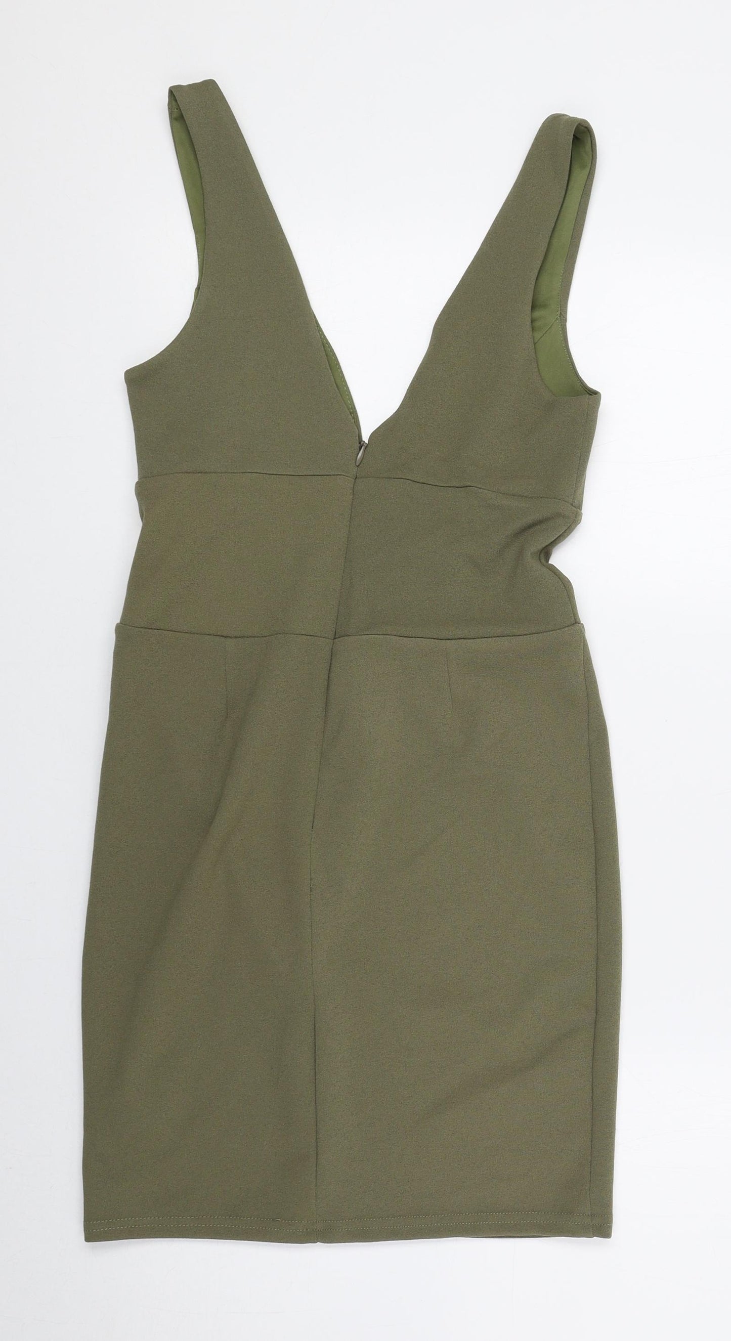 New Look Womens Green Polyester Mini Size 8 V-Neck Pullover