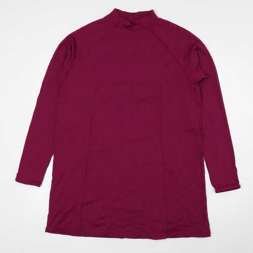 NEXT Womens Purple Nylon Basic Blouse Size 16 Mock Neck