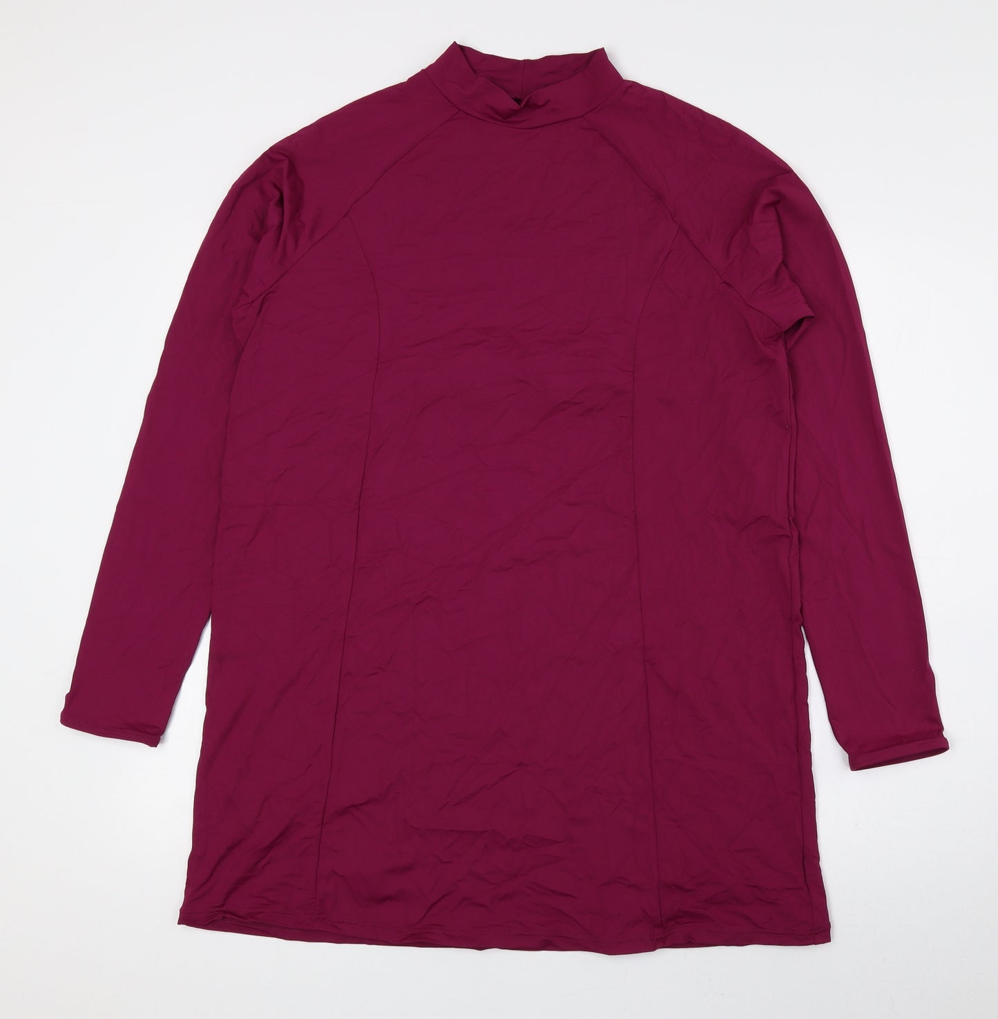 NEXT Womens Purple Nylon Basic Blouse Size 16 Mock Neck