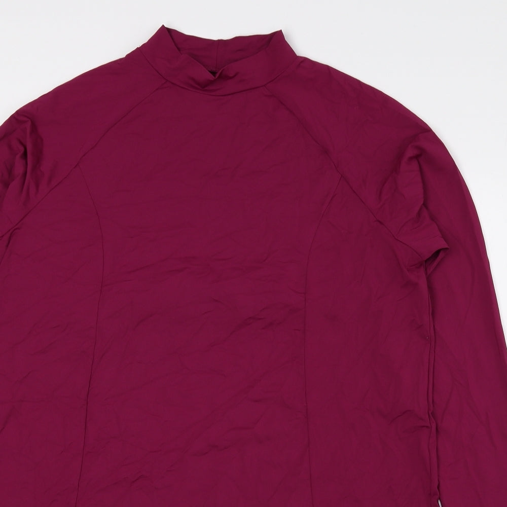 NEXT Womens Purple Nylon Basic Blouse Size 16 Mock Neck