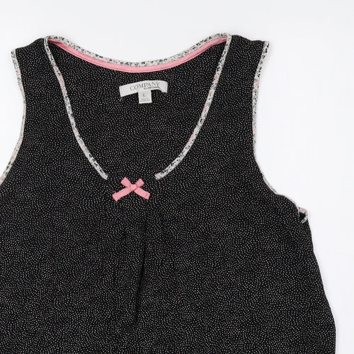 Company Ellen Tracy Womens Black Polka Dot Cotton Basic Blouse Size L Scoop Neck