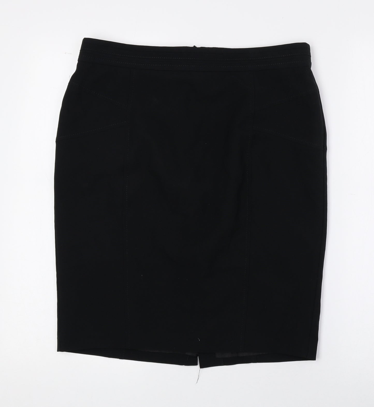 New Look Womens Black Polyester Straight & Pencil Skirt Size 14 Zip