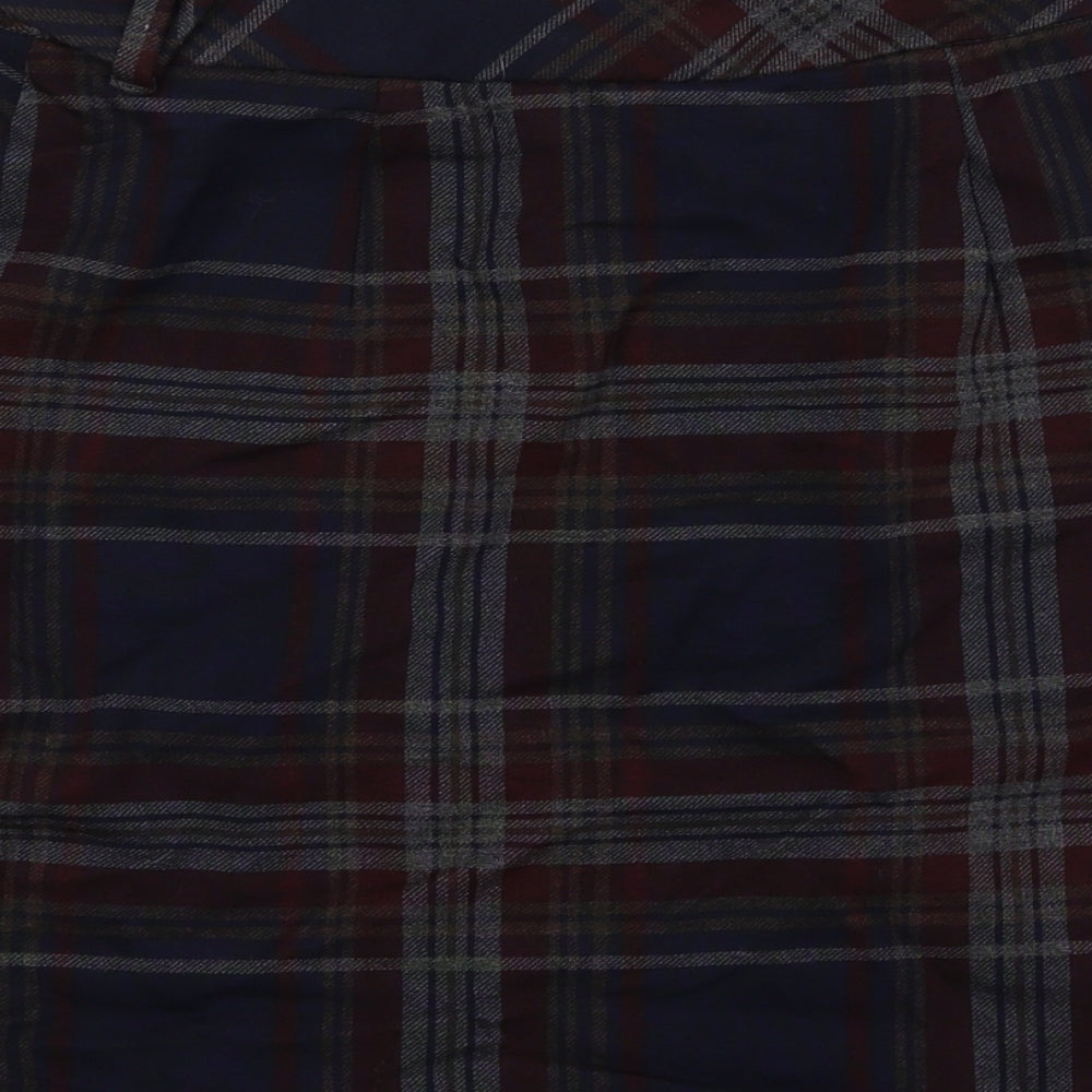 TU Womens Multicoloured Plaid Viscose Wrap Skirt Size 8 Tie