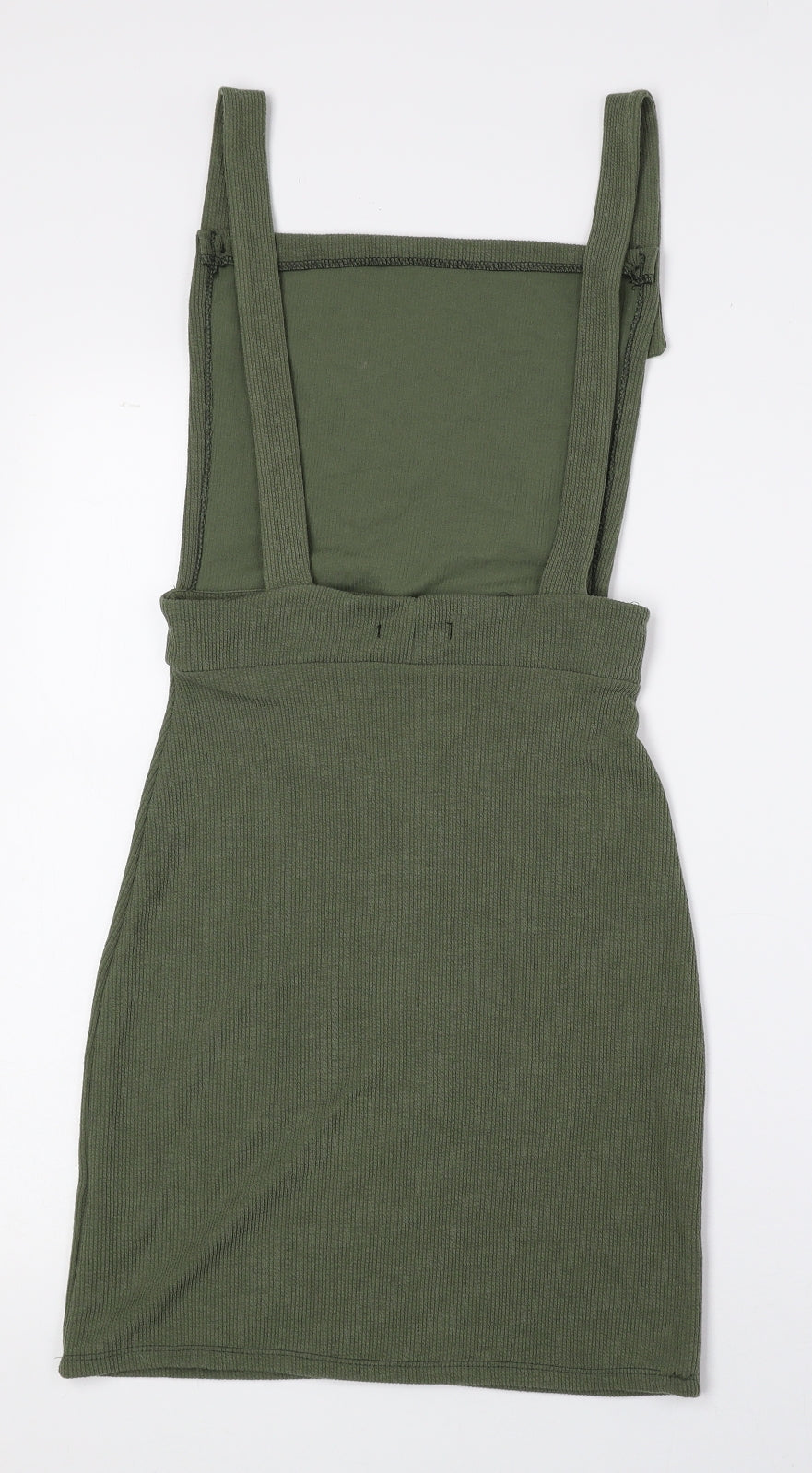 I SAW IT FIRST Womens Green Polyester Pinafore/Dungaree Dress Size 10 Square Neck Button