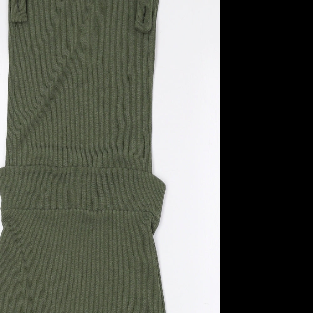 I SAW IT FIRST Womens Green Polyester Pinafore/Dungaree Dress Size 10 Square Neck Button